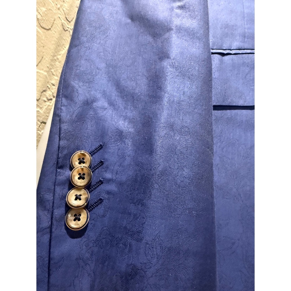 Robert Graham Mens Blue Paisley Cotton Blazer Tailored Fit Sport Coat Size 42 - Picture 2 of 14